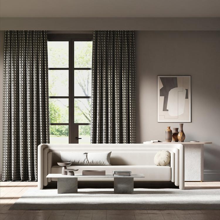 Harlequin Blocks Fabric Geometric Black Earth,Sketched,Diffused Light - HQN3133900