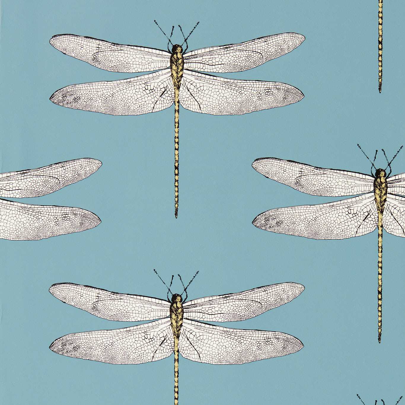 HARLEQUIN Demoiselle Wallpaper Animals Cornflower,First Light,Honey Rotary/Gravure Wallpaper - HRTW113144