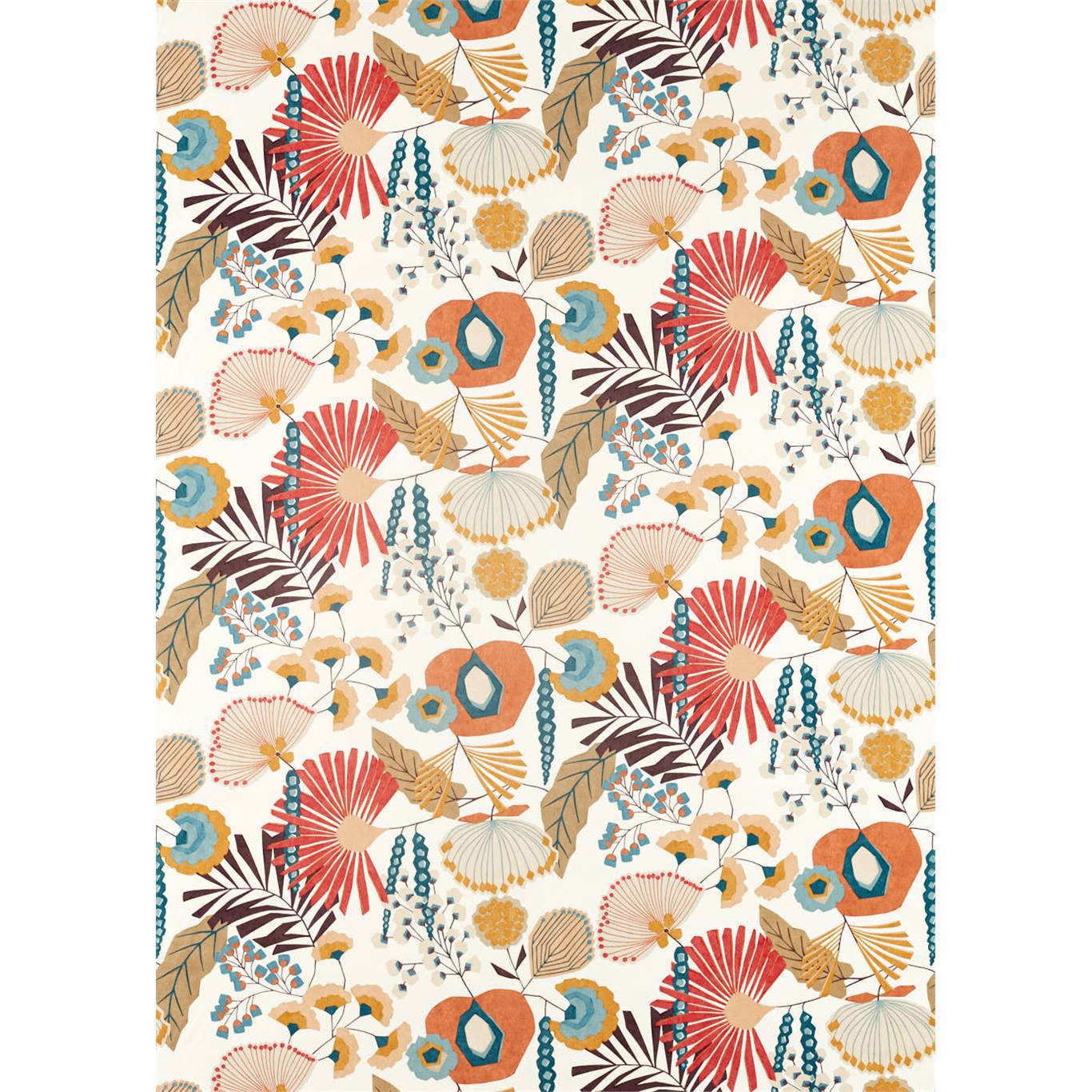 HARLEQUIN Zavala Fabric Contemporary, Floral Russet,Navy,Lagoon - HSAF120809