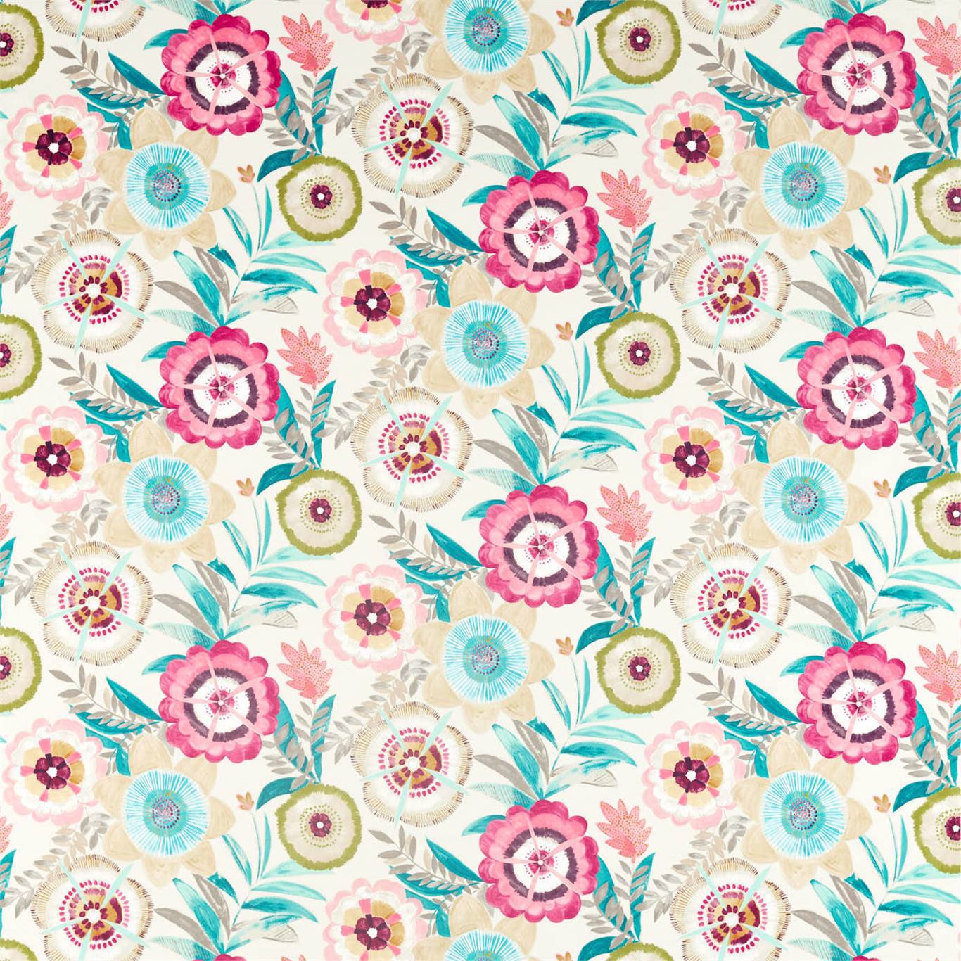 HARLEQUIN Komovi Fabric Contemporary, Floral Azelea,Fern,Lagoon - HSAF120814