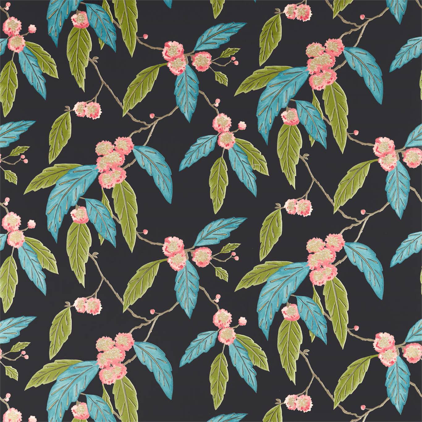 HARLEQUIN Coppice Fabric Leaves , Trees Cerise,Marine - HSAF120822