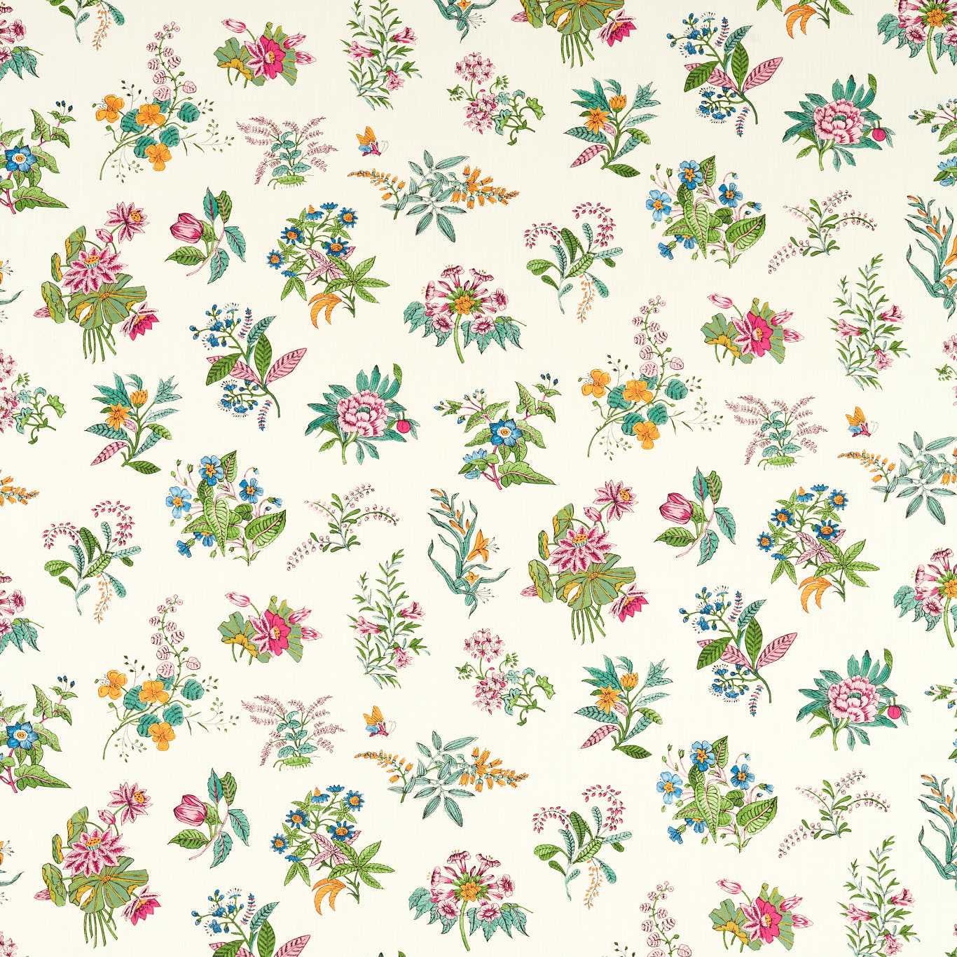 HARLEQUIN Woodland Floral Fabric Contemporary, Floral Peridot,Ruby,Pearl - HSRF121173