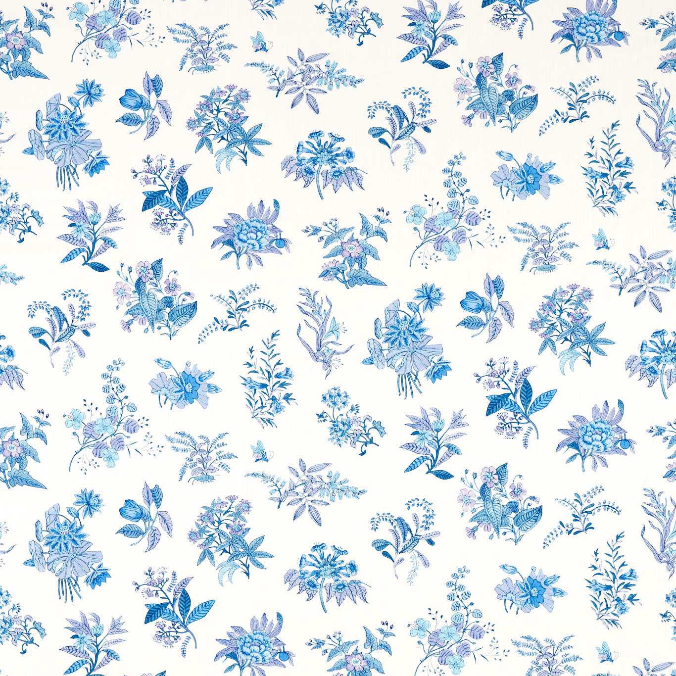 HARLEQUIN Woodland Floral Fabric Contemporary, Floral Lapis,Amethyst,Pearl - HSRF121174