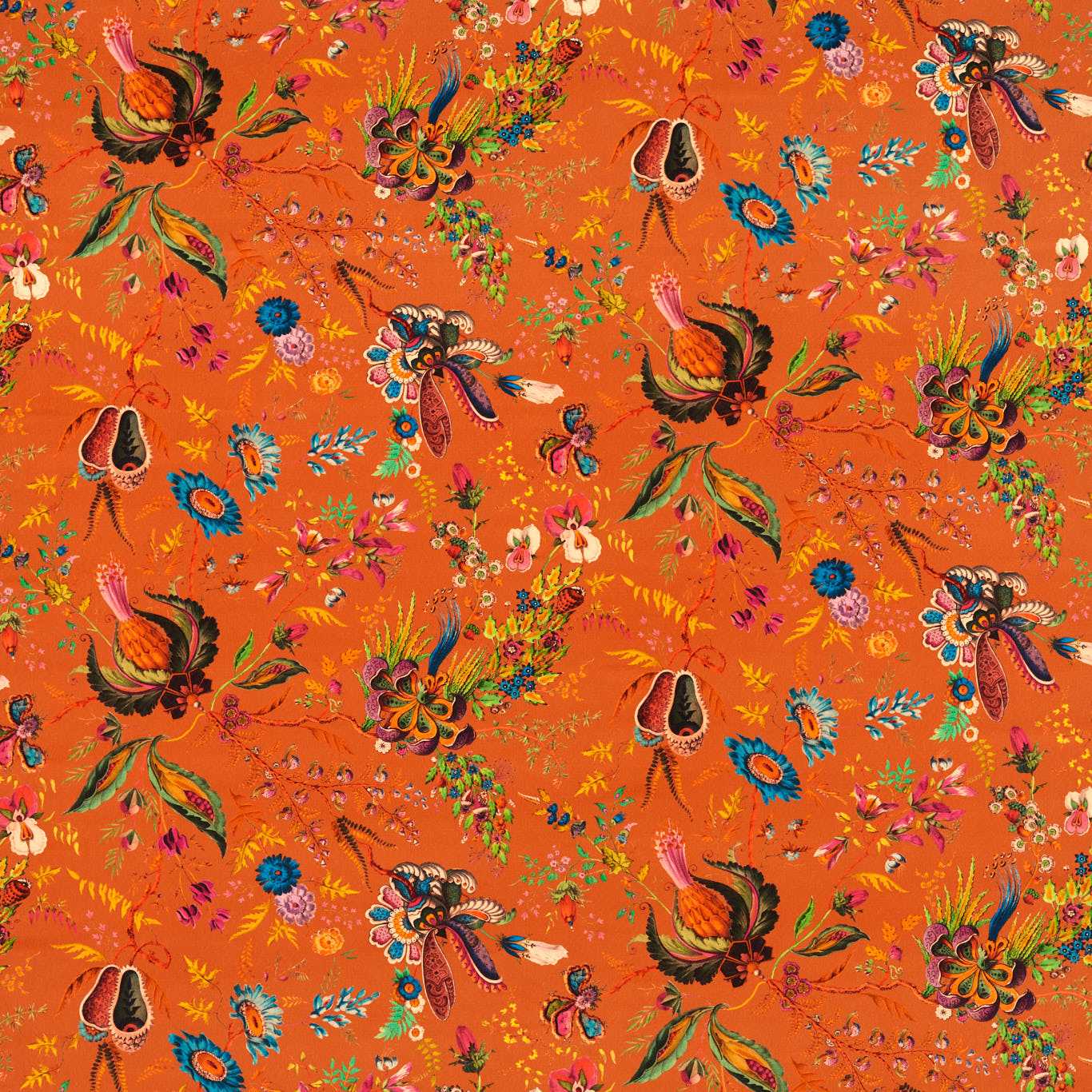 HARLEQUIN Wonderland Floral Fabric Contemporary, Floral Amber,Lapis,Ruby - HSRF121180