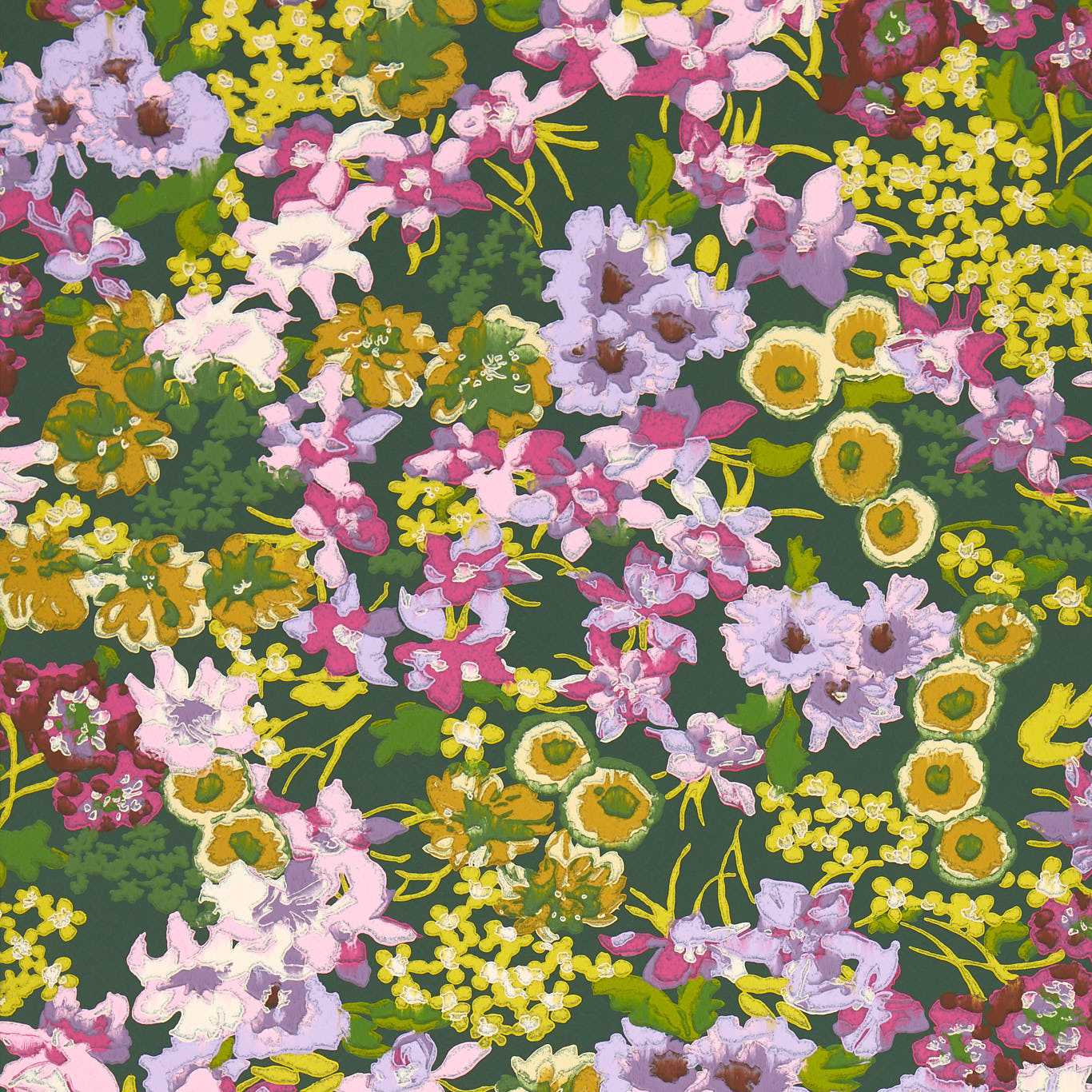 HARLEQUIN Wildflower Meadow Wallpaper Contemporary, Floral Emerald,Amethyst,Peridot Surface- Printed Wallpaper - HSRW113049