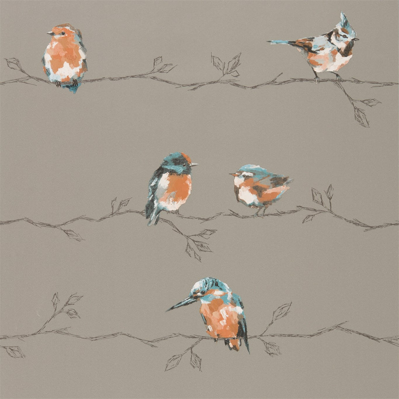 HARLEQUIN Perisco Wallpaper Other Tangerine,Duckegg Gravure - Wide Width Printed Wallpaper - HSTO111485