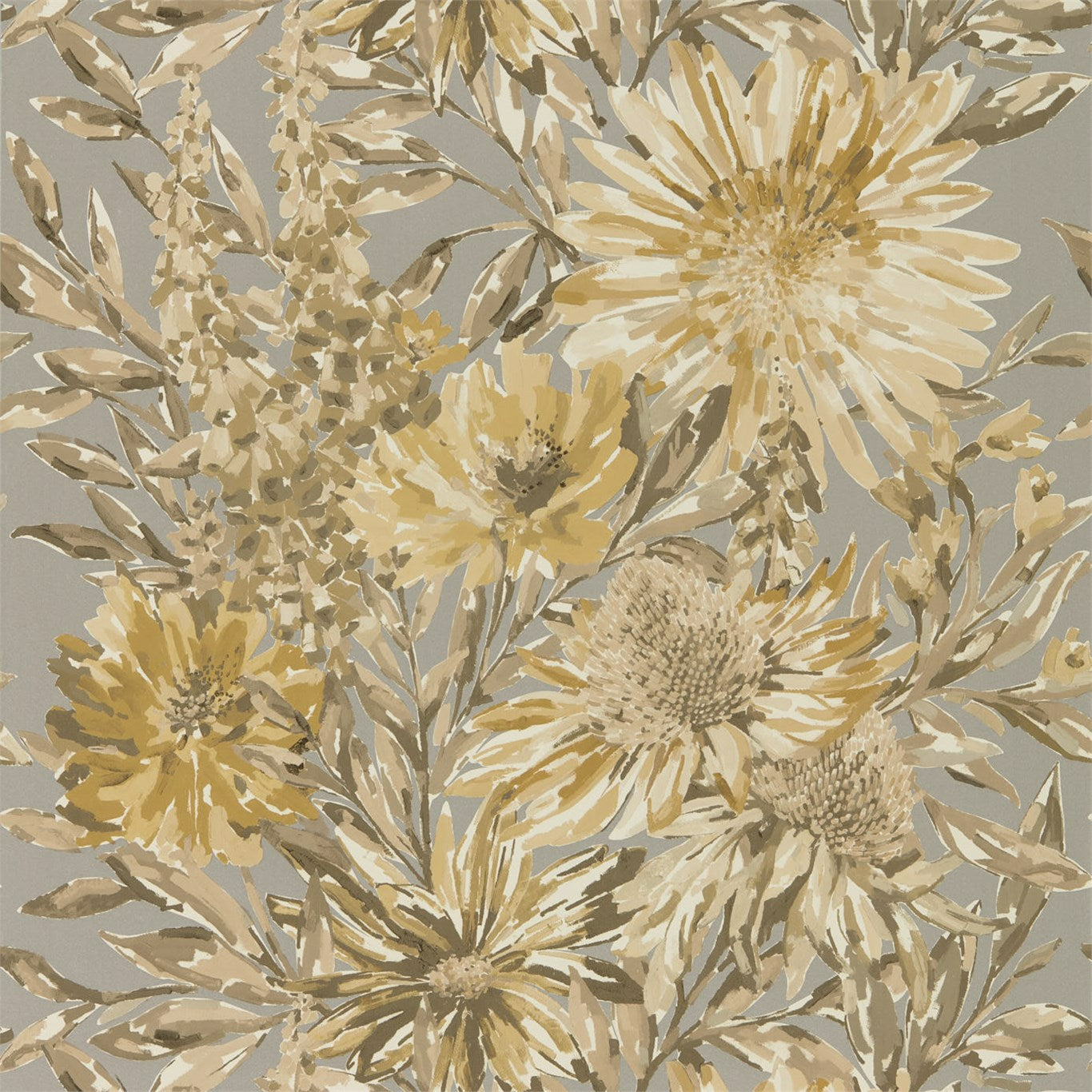 HARLEQUIN OUTLET Floreale Wallpaper Contemporary Floral Ochre,Gilver - HSTO111495