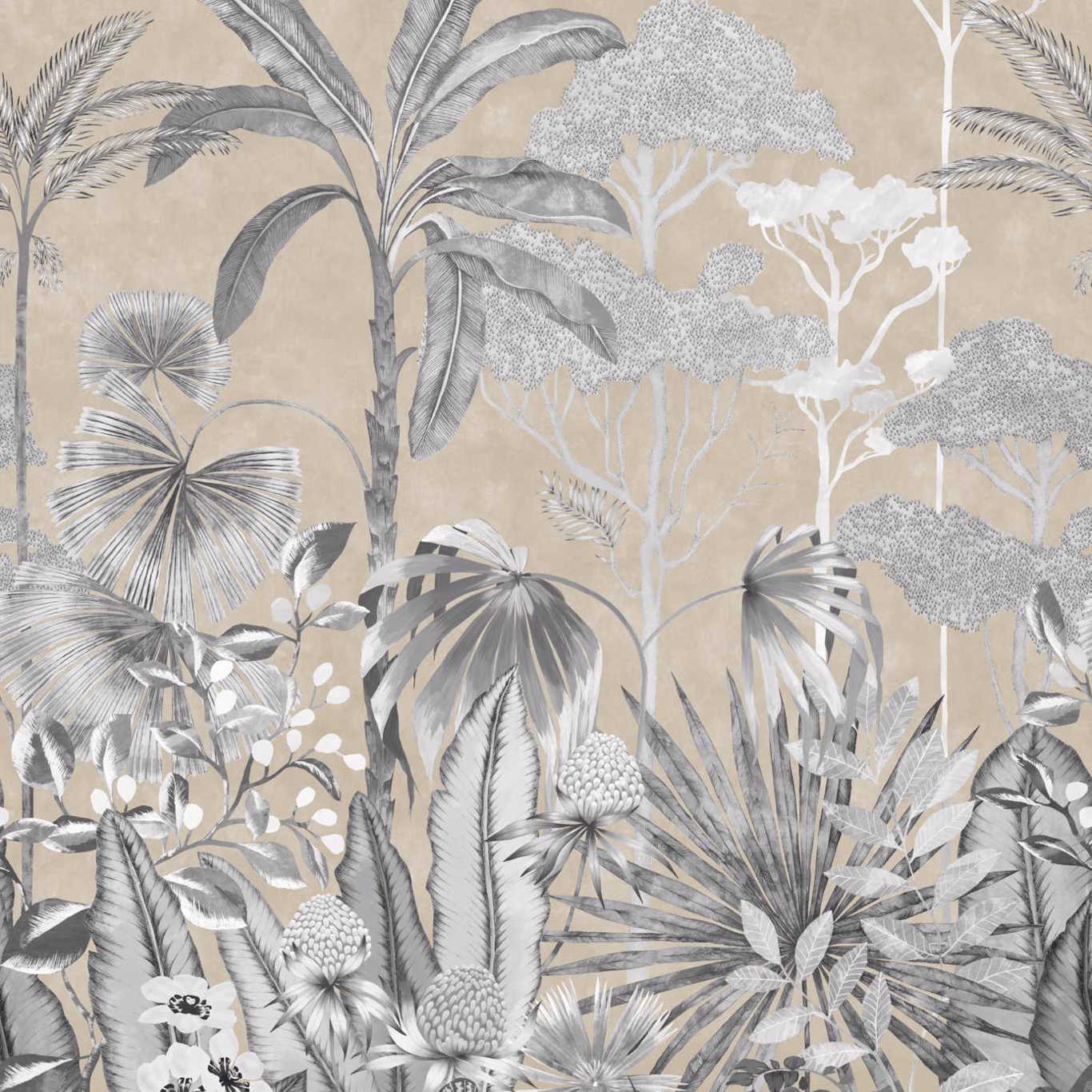 HARLEQUIN Floreana Wallpaper Leaves , Trees Gilt,Black Earth, Tranquility Digital Printed Wallpaper Wide Width - HTEW112778