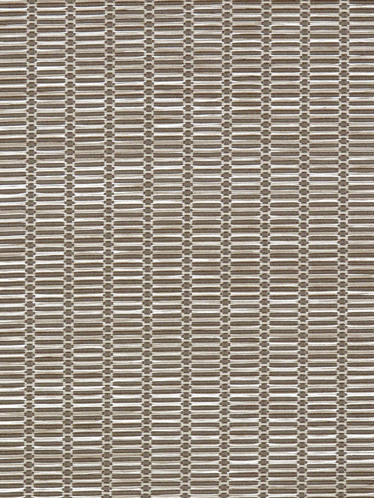 Taupe woven fabric with a repeating rectangular stripe texture.
