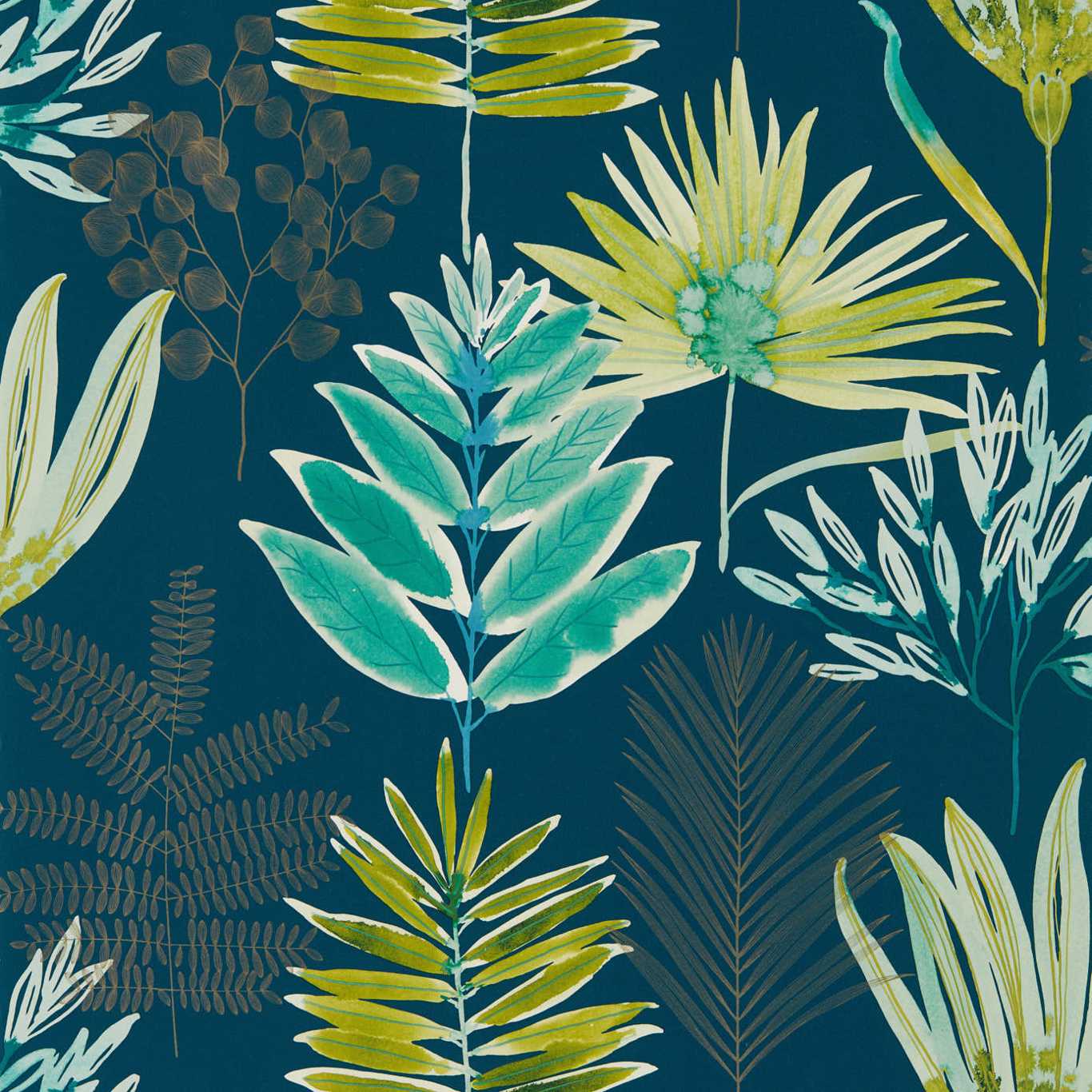 HARLEQUIN Yasuni Wallpaper Contemporary, Floral Emerald,Zest Gravure - Wide Width Printed Wallpaper - HZAP111761