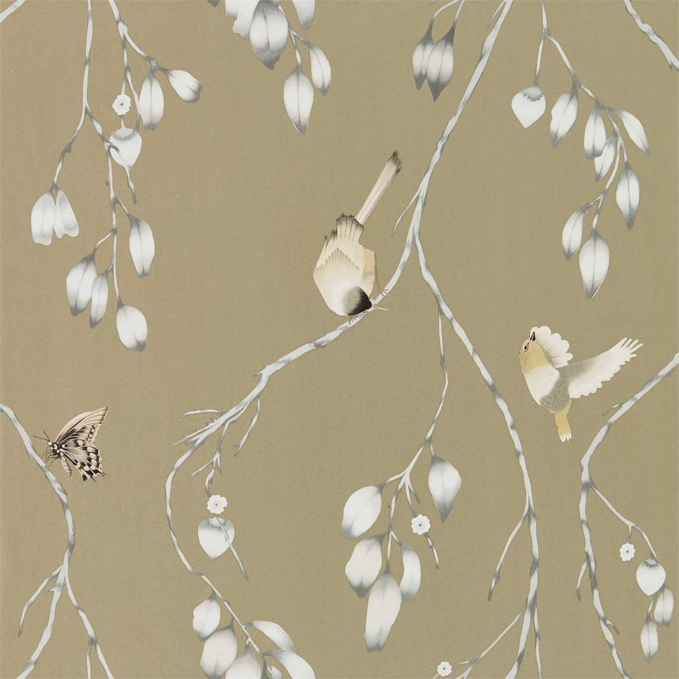 HARLEQUIN Iyanu Wallpaper Birds Linen,Blush Gravure - Wide Width Printed Wallpaper - HZAP111769