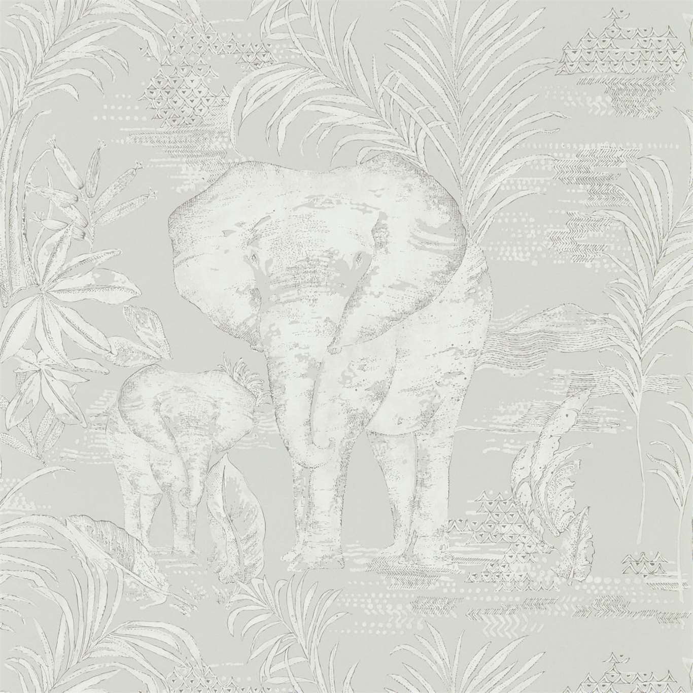 HARLEQUIN Kinabalu Wallpaper Animals Silver Gravure - Wide Width Printed Wallpaper - HZAP111777