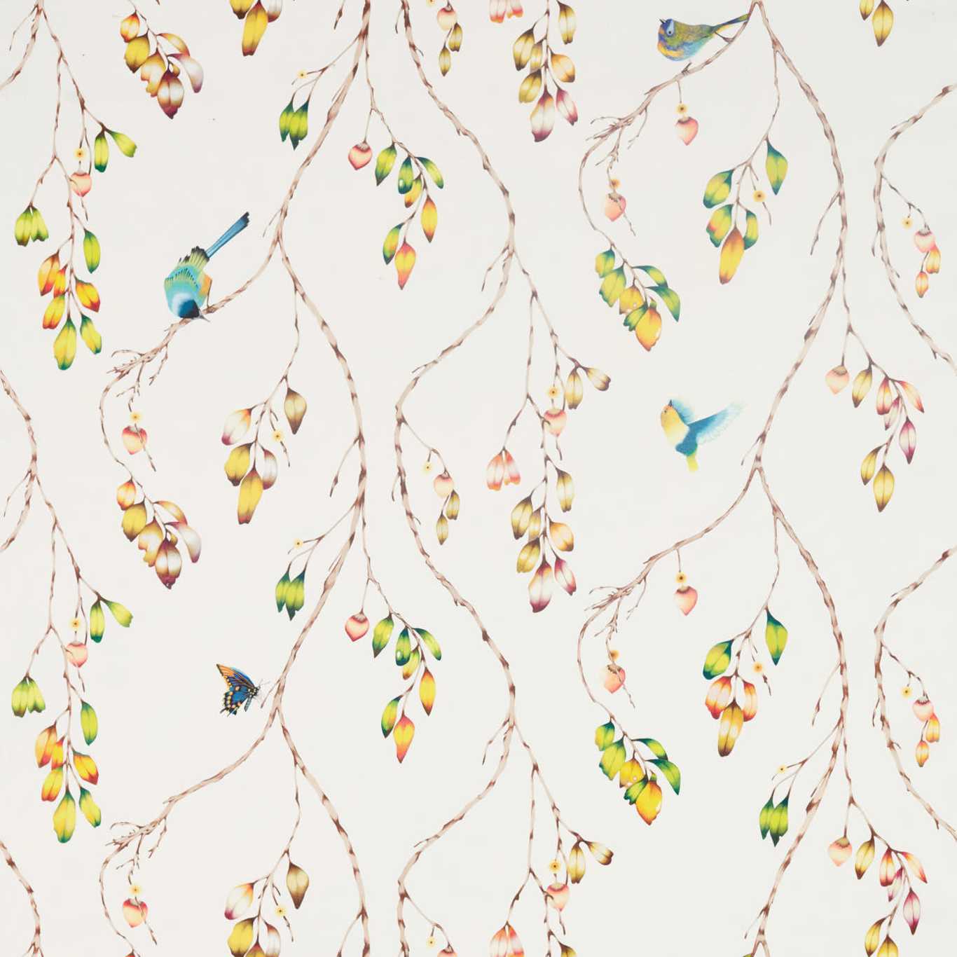 HARLEQUIN Iyanu Voile Fabric Birds Paprika,Kiwi - HZAP120736