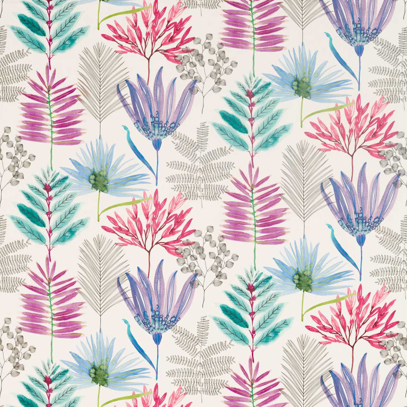 HARLEQUIN Yasuni Fabric Contemporary, Floral Cerise,Lagoon - HZAP120745
