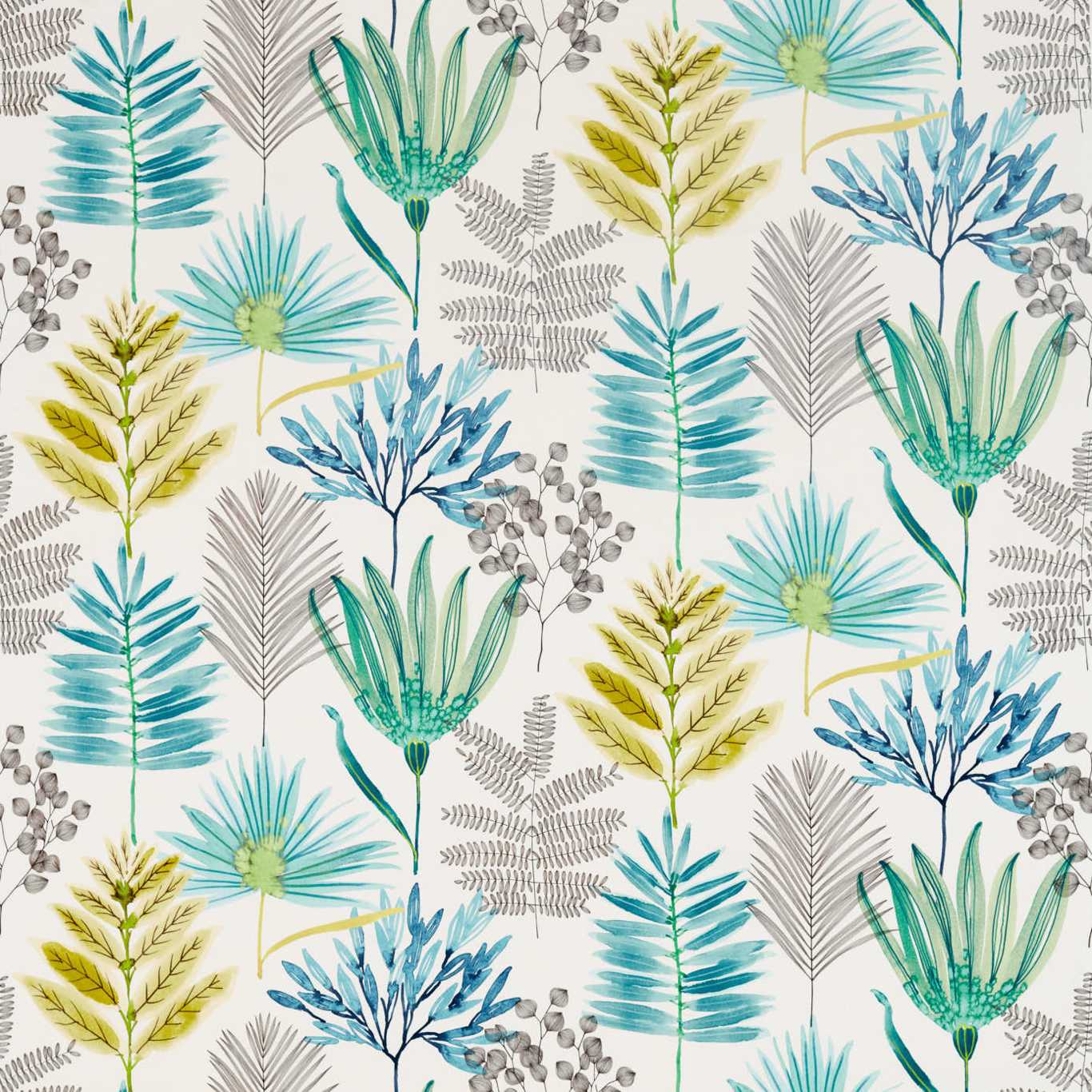 HARLEQUIN Yasuni Fabric Contemporary, Floral Emerald,Zest - HZAP120747