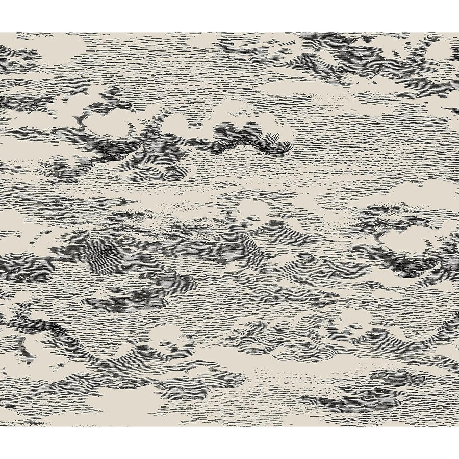 Harry & Grace Harry & Grace Peel and Stick Clouds Illustration Contemporary Beige & Black Semi-Gloss - HG11210