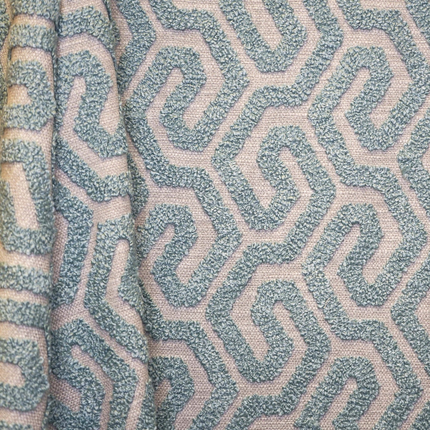 JF Fabrics INTERVAL 63 Fabric Geometric, Transitional Blue, Cyan Embroidery - 9013063 J9161