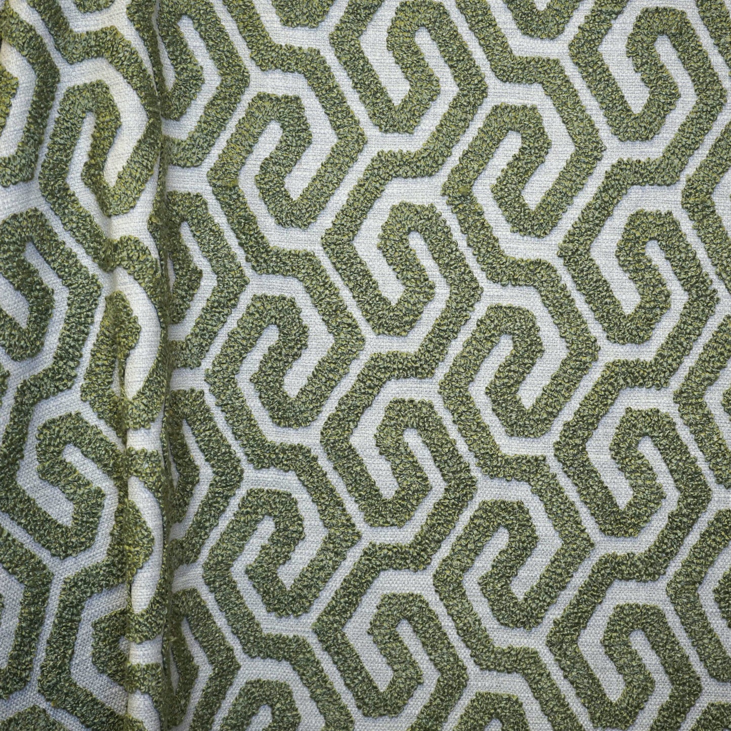 JF Fabrics INTERVAL 74 Fabric Geometric, Transitional Green Embroidery - 9013074 J9161