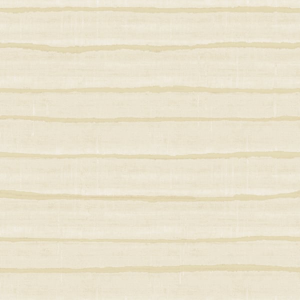 Cream linen-textured wallpaper sample with pale horizontal beige stripes.