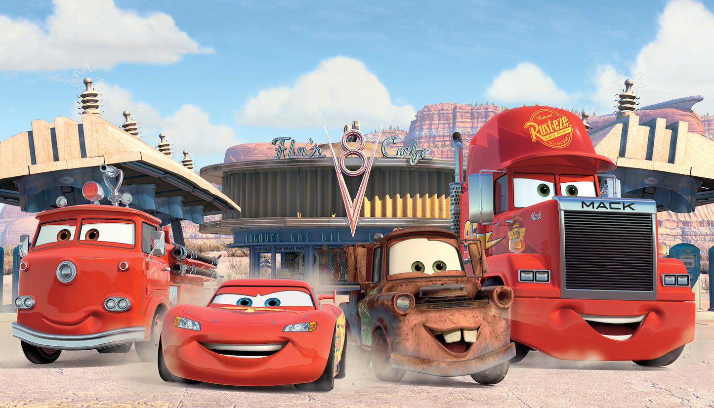 York Wallcoverings RoomMates Cars Friends To The Finish XL Chair Rail Wall Mural Whimsical Licensed Multicolor Wallpaper - JL1303M