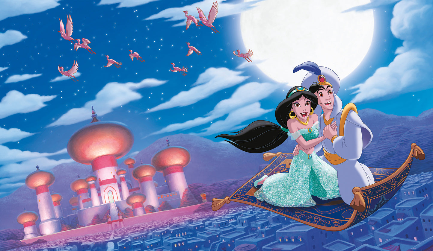 York Wallcoverings RoomMates Disney Princess - Aladdin 'A Whole New World' XL Chair Rail Wall Mural Whimsical Licensed Multicolor Wallpaper - JL1371M