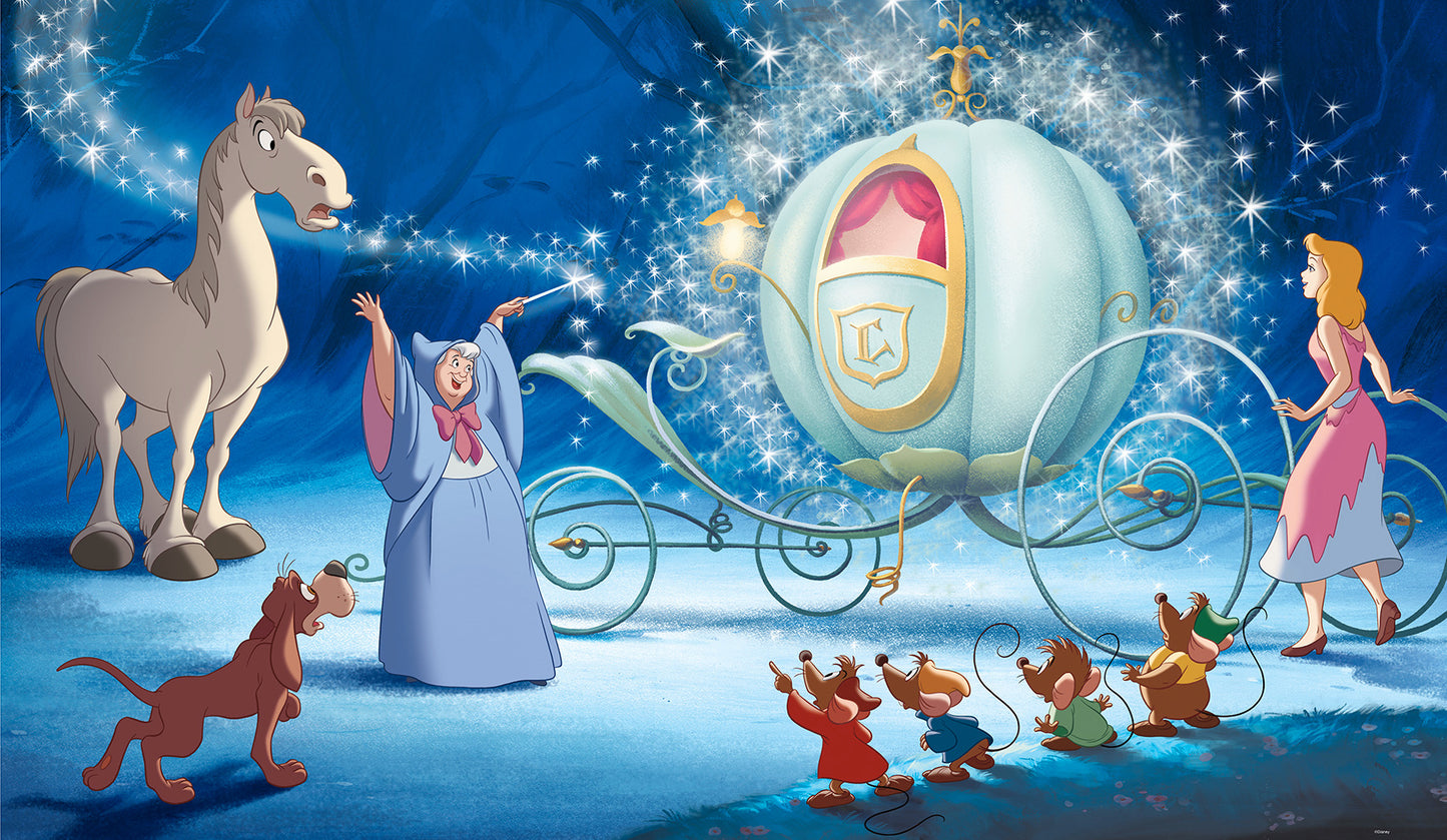 York Wallcoverings RoomMates Disney Princess Cinderella Carriage XL Chair Rail Wall Mural Whimsical Licensed Multicolor Wallpaper - JL1374M