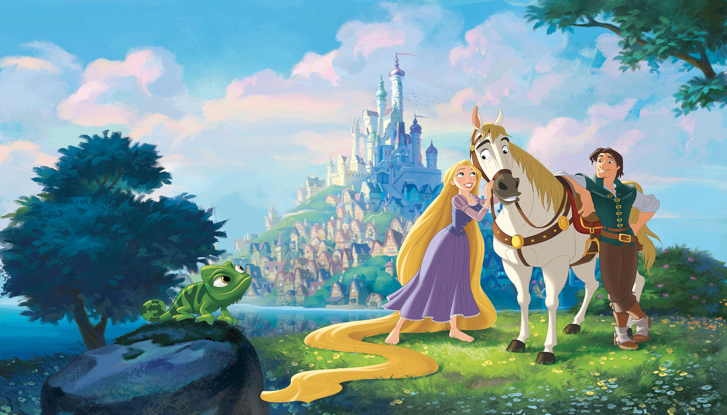 York Wallcoverings RoomMates Disney Princess Tangled XL Chair Rail Wall Mural Whimsical Licensed Multicolor Wallpaper - JL1378M