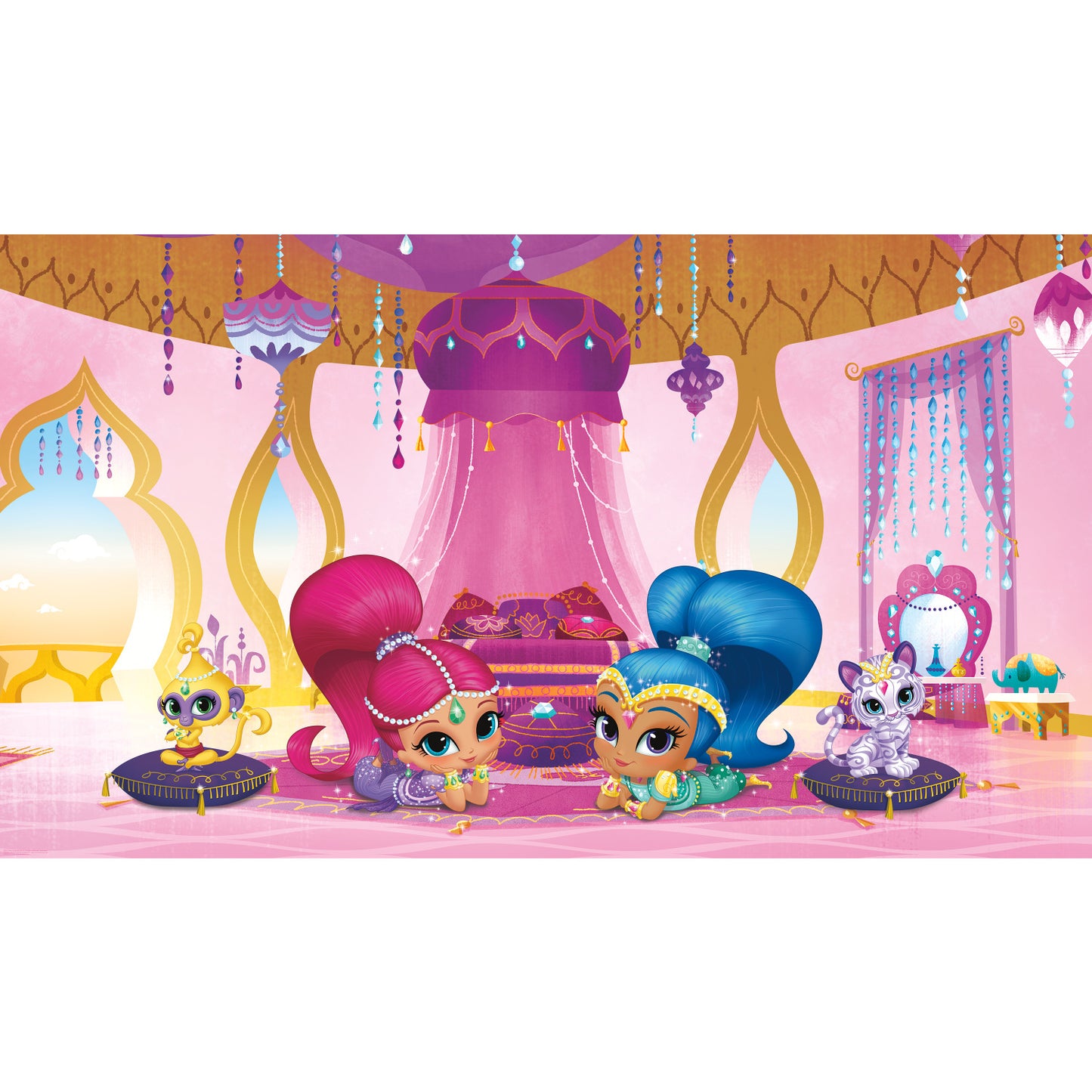 York Wallcoverings RoomMates Shimmer and Shine Genie Palace XL Chair Rail Wall Mural Whimsical Licensed Multicolor Wallpaper - JL1386M