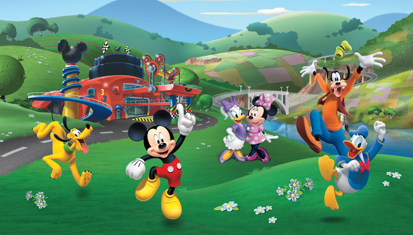 York Wallcoverings RoomMates Mickey and Friends Roadster Racer XL Chair Rail Wall Mural Kids Licensed Multicolor Wallpaper - JL1435M