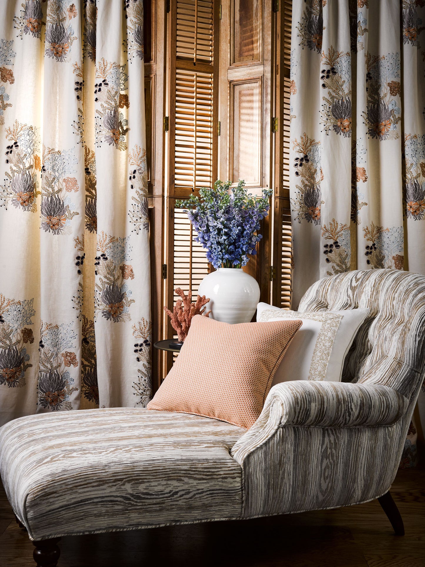 Sand-colored striped fabric swatch.