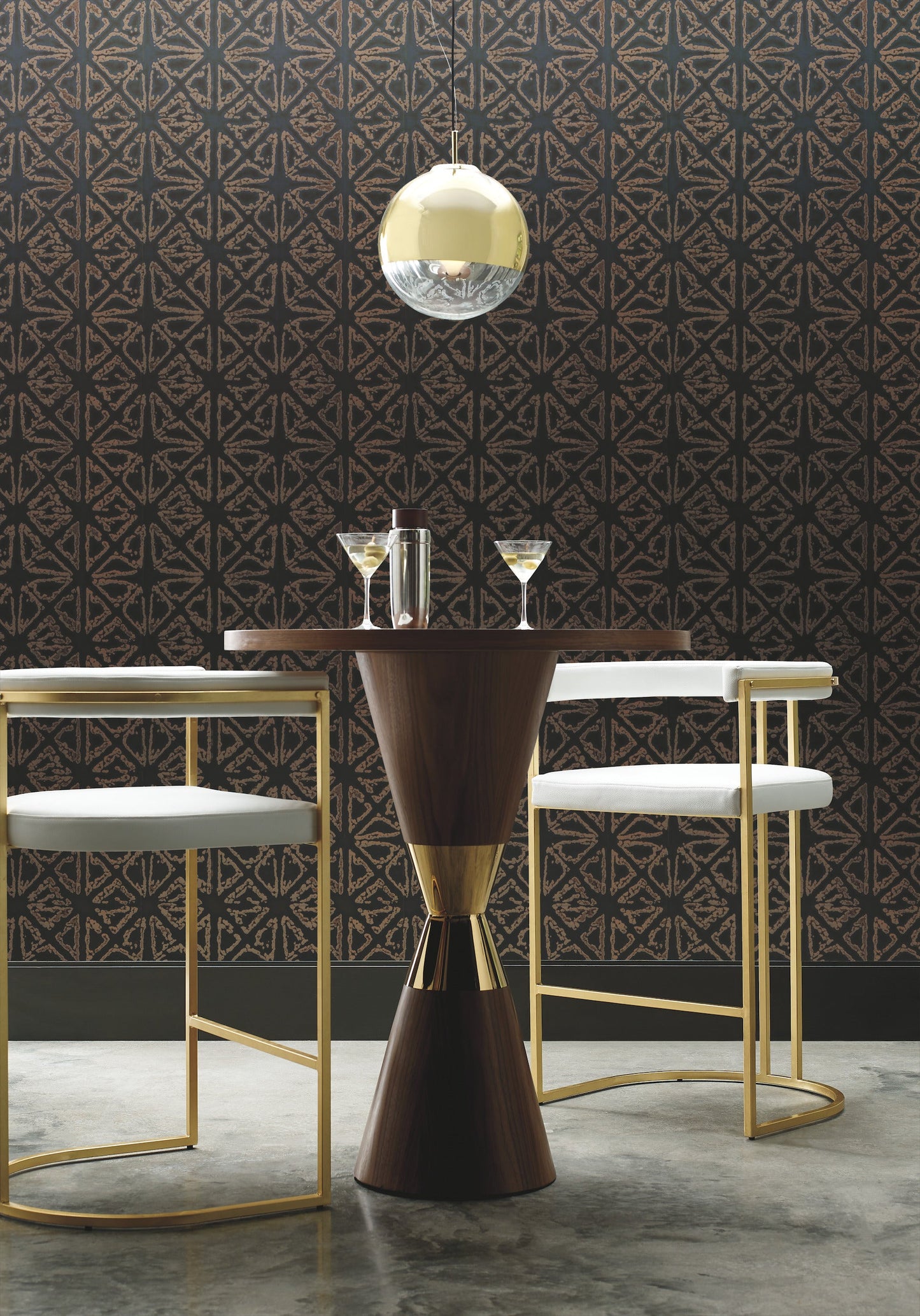 York Wallcoverings Ronald Redding Empire Diamond Black and Gold Wallpaper Geometrics Blacks - KT2110