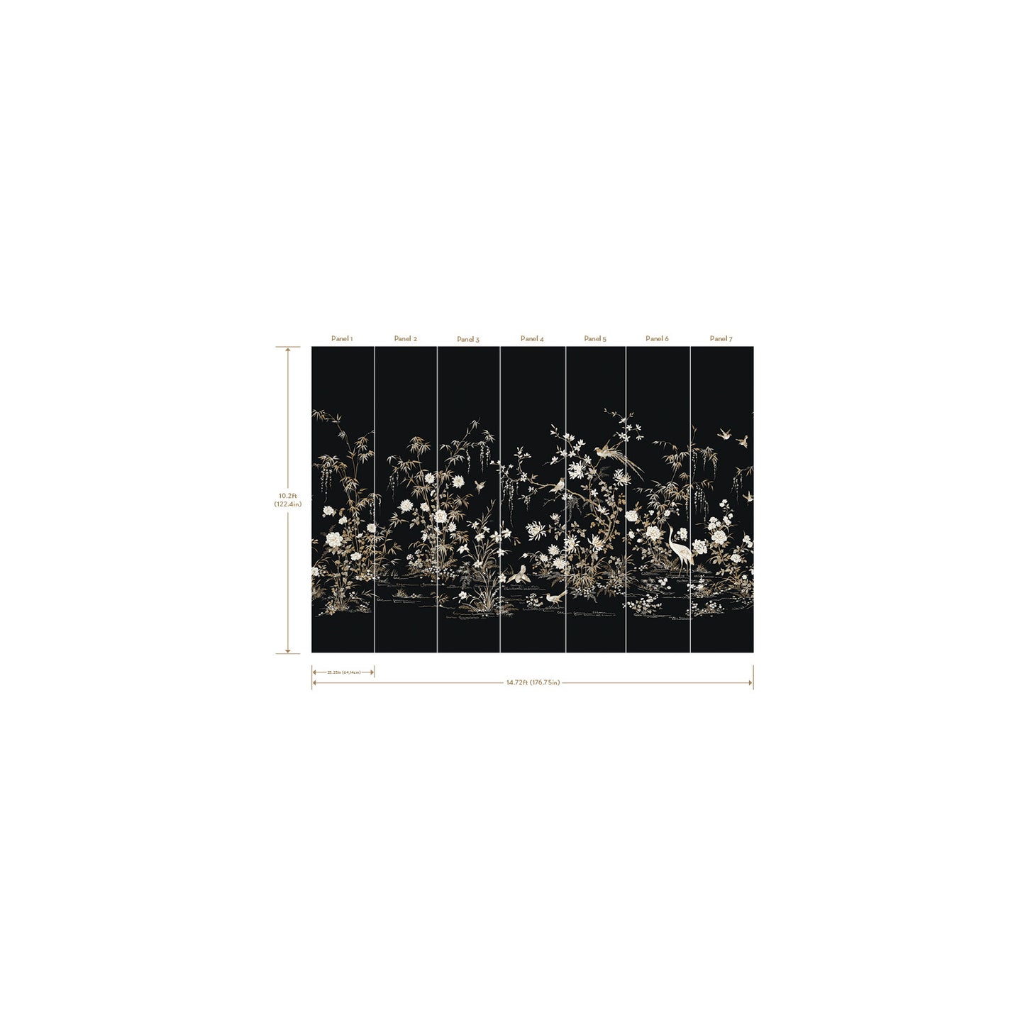 York Wallcoverings Best Sellers Flowering Vine Chino Black Wall Mural Botanical Blacks - KT2264M