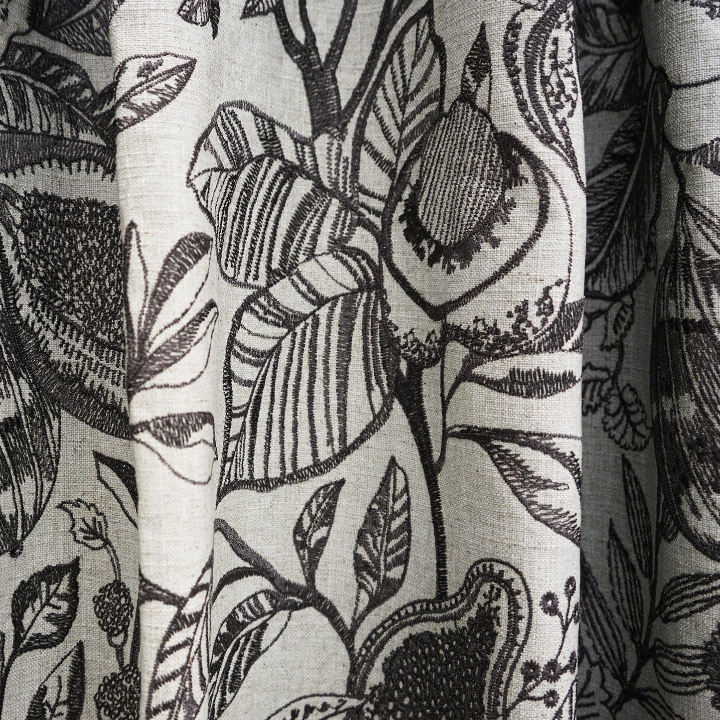 JF Fabrics JF Studio LACOSTA 99 Fabric Traditional,Transitional,Contemporary,Floral Black Embroidery,Texture,Linen Texture - 7629799 SJ101