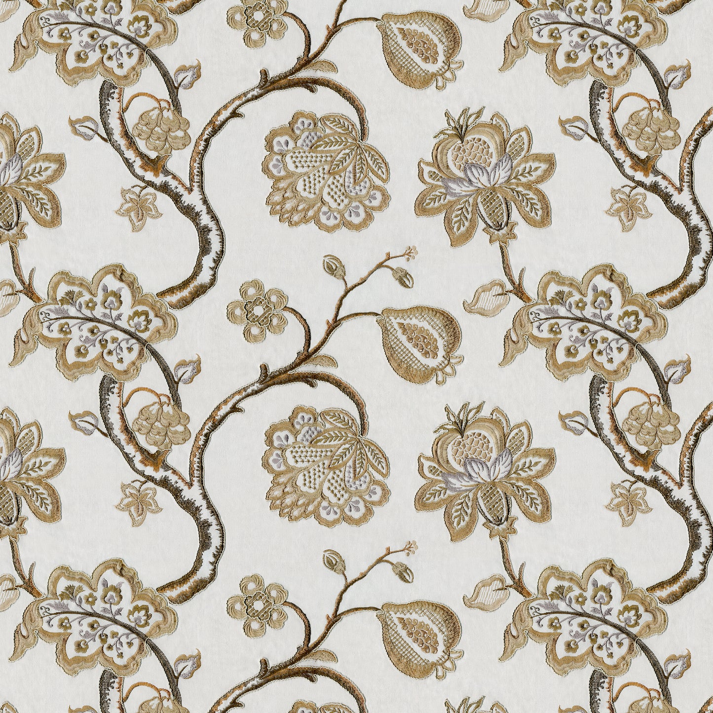 JF Fabrics LEAP 14 Fabric Traditional,Transitional,Contemporary,Floral Brown,Yellow/Gold Embroidery,Texture,Linen Texture - 6473614 J8001