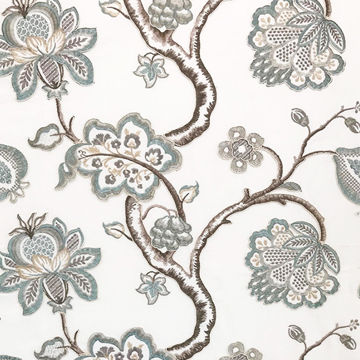 JF Fabrics LEAP 63 Fabric Traditional,Transitional,Contemporary,Floral Blue Embroidery,Texture,Linen Texture - 6473663 J8001