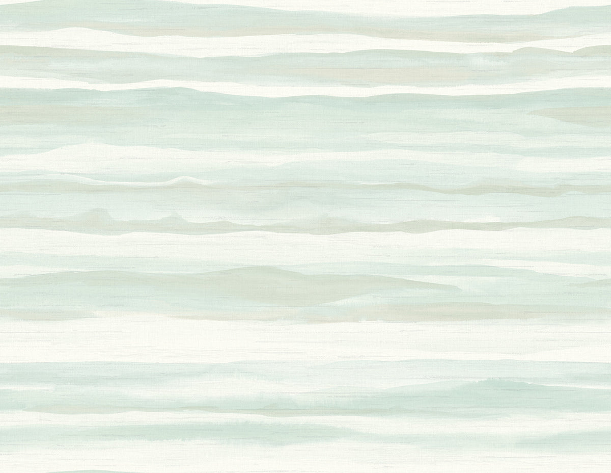 Seabrook Designs Kentmere Waves Watercolor Contemporary Teal , Off-White - LG90206