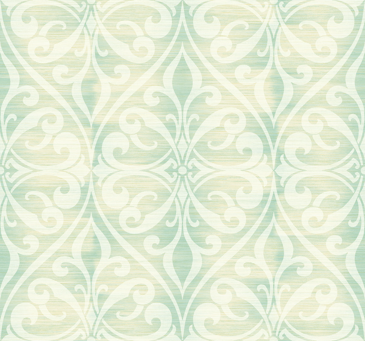 Seabrook Designs Chambon Ogee Ogee Transitional Seafoam , Linen - LG90402