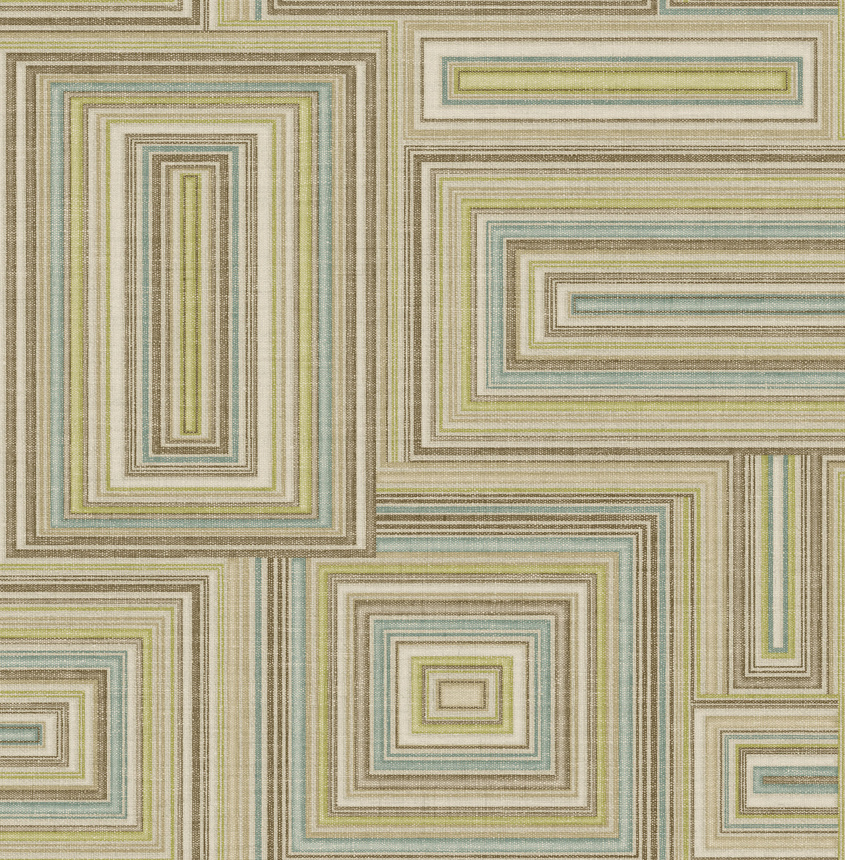Seabrook Designs Attersee Squares Geometric Transitional Turquouse, Lime Green, , Oat - LG90507