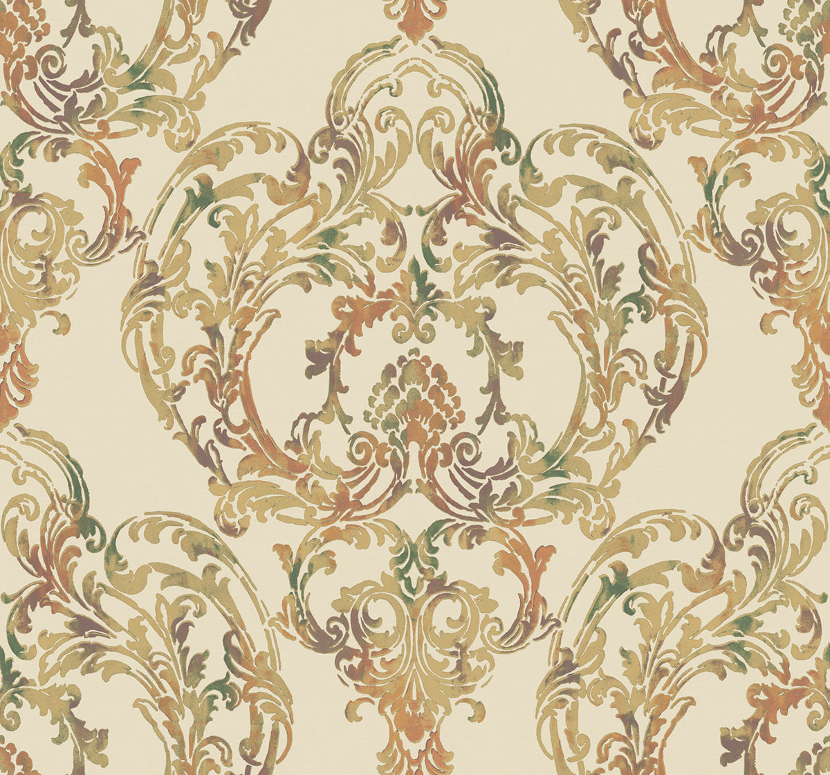 Seabrook Designs Roxen Damask Damask Traditional Amber, Gold, , Pine - LG90701