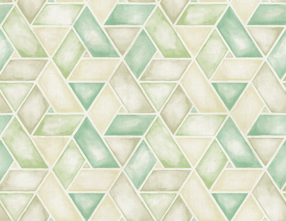 Seabrook Designs Kentmere Geo Geometric Contemporary Mint, Spruce, , Off-White - LG91304