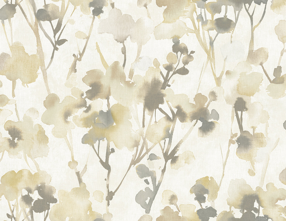 Seabrook Designs Faravel Floral Contemporary Gold, Off-White, , Greige - LG91405
