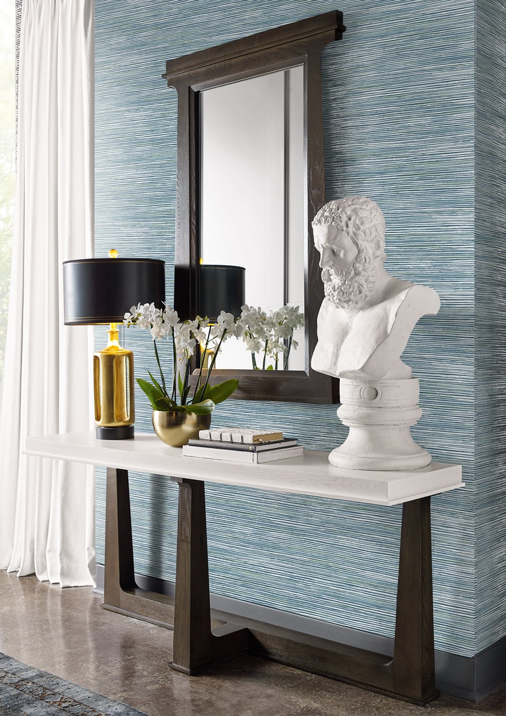 Lillian August Luxe Retreat Osprey Faux Grasscloth Grasscloth Coastal Blue Metallic - LN10302