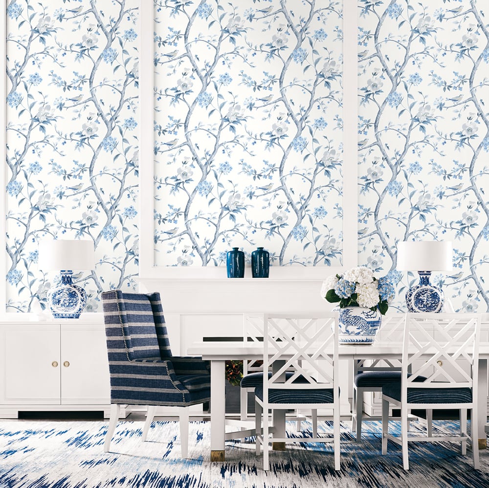 Lillian August Luxe Retreat Southport Floral Trail Chinoiserie Coastal Blue Matte - LN11102