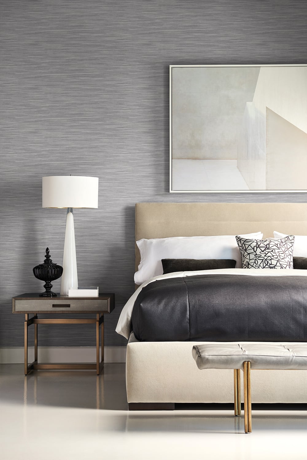 Lillian August Luxe Retreat Reef Embossed Vinyl Grasscloth Coastal Grey Matte - LN11300