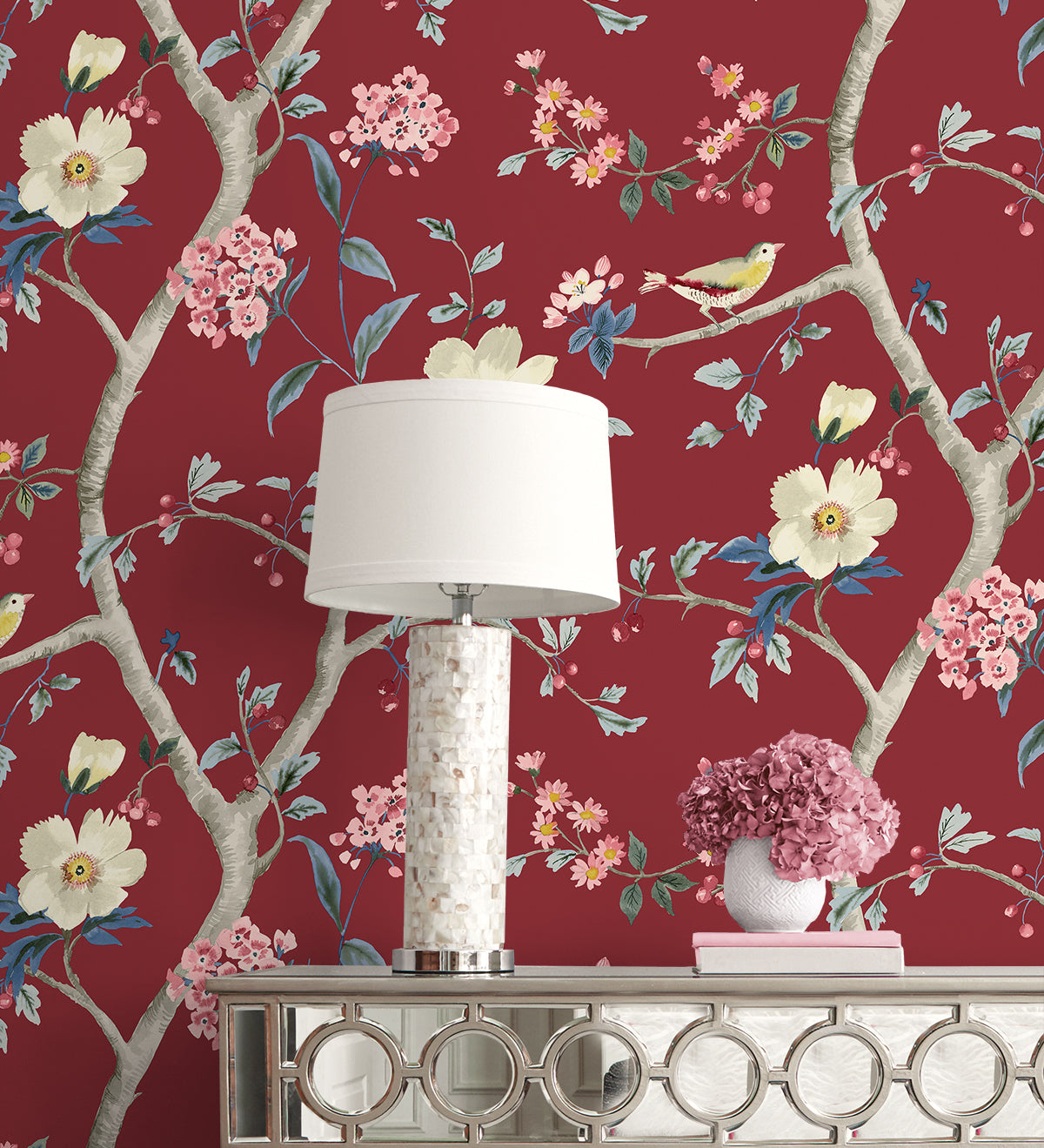Lillian August Coastal Haven Sparrow Haven Chinoiserie Traditional Red Matte - LN40011
