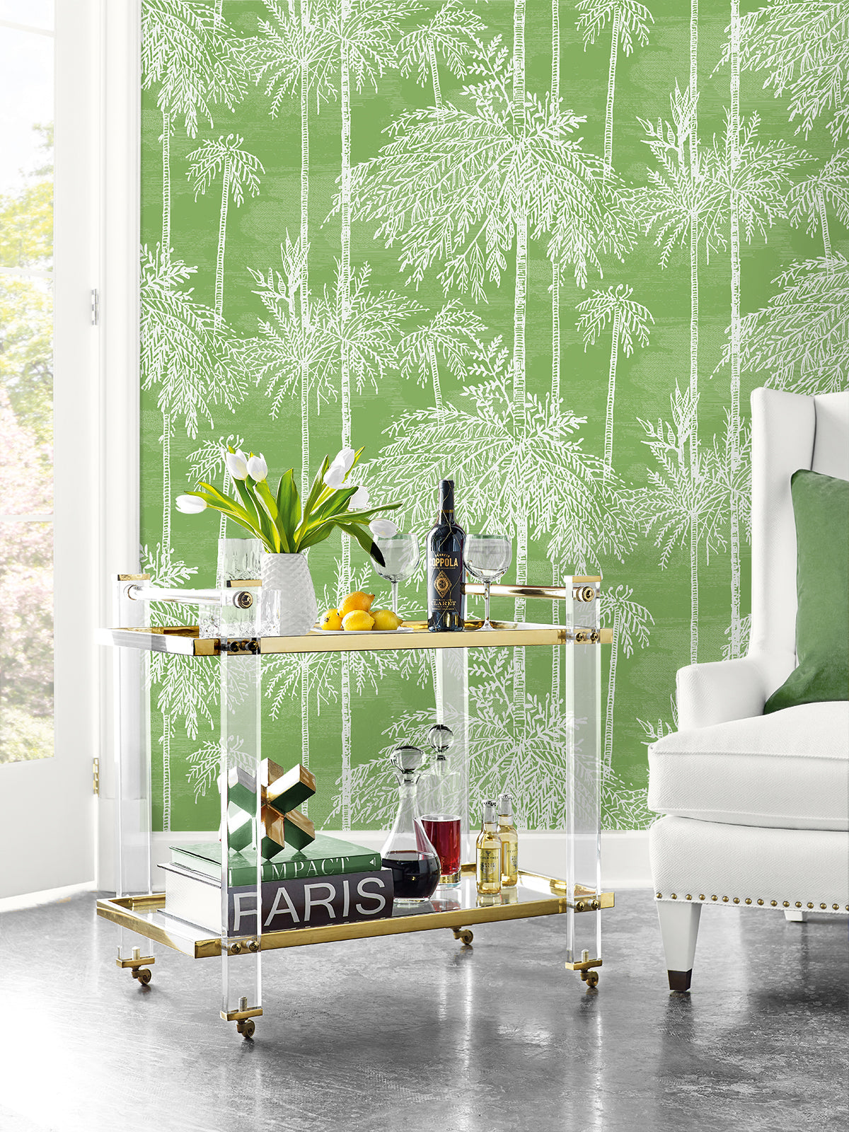 Lillian August Coastal Haven Palm Grove Botanical Coastal Green Matte - LN40204