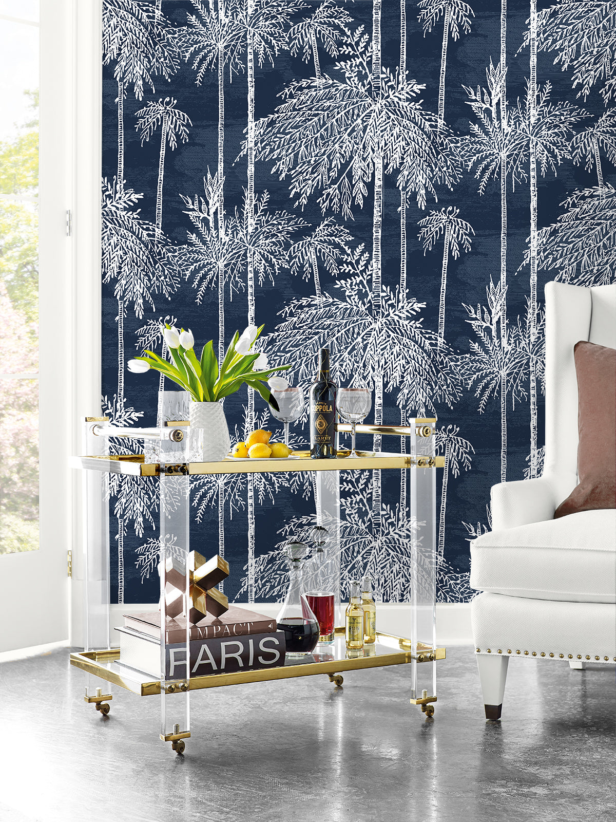Lillian August Coastal Haven Palm Grove Botanical Coastal Blue Matte - LN40212