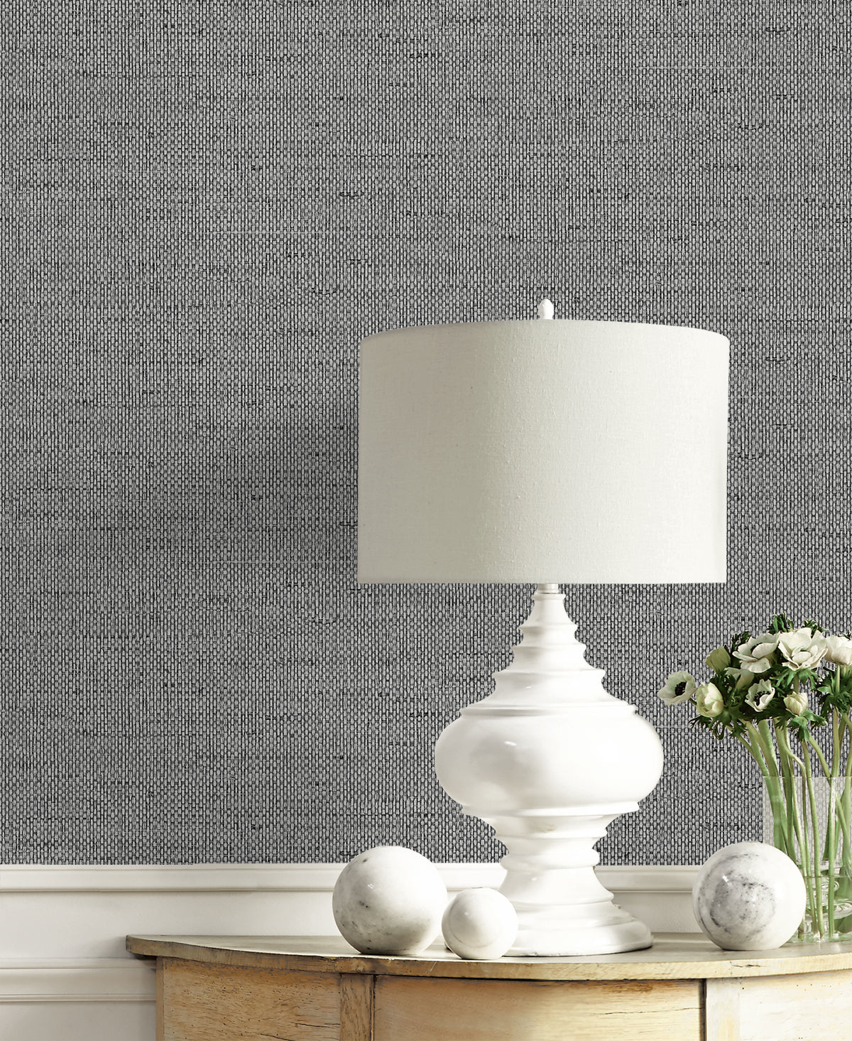Lillian August Coastal Haven Kaya Faux Paperweave Faux Grasscloth Coastal Grey Matte - LN41310