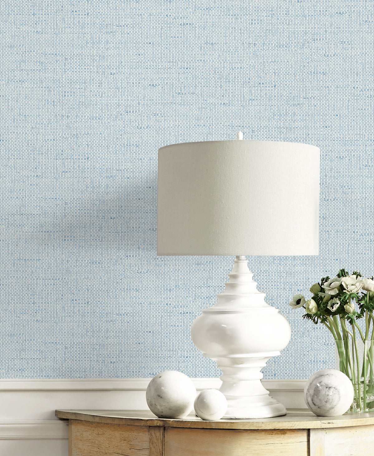Lillian August Coastal Haven Kaya Faux Paperweave Faux Grasscloth Coastal Blue Matte - LN41312