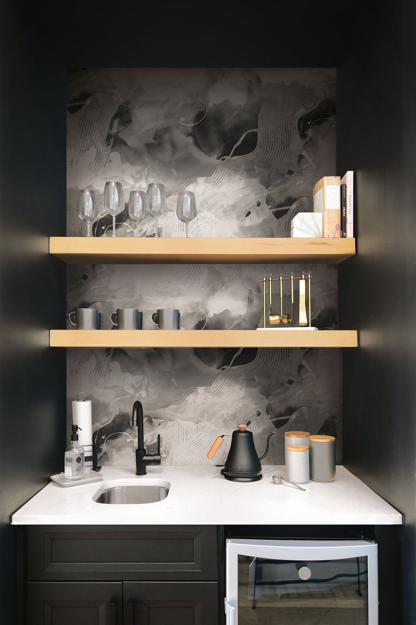 Seabrook Designs Living with Art Notch Trowel Abstract Abstract Contemporary Grey Satin - LW50200